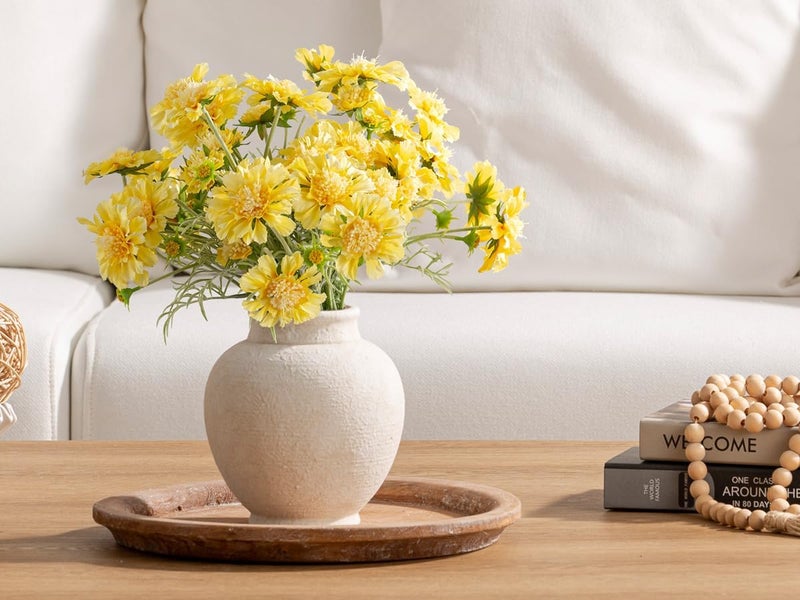 ooit Ceramic Flower Vase, 6.7 Inch White Flower Vase Rustic Farmhouse Decorative Vase Floral Pottery Vases for Home Decor Table Living Room Entryway Mantel Bookshelf Bedroom Bathroom Kitchen - White - Image 4
